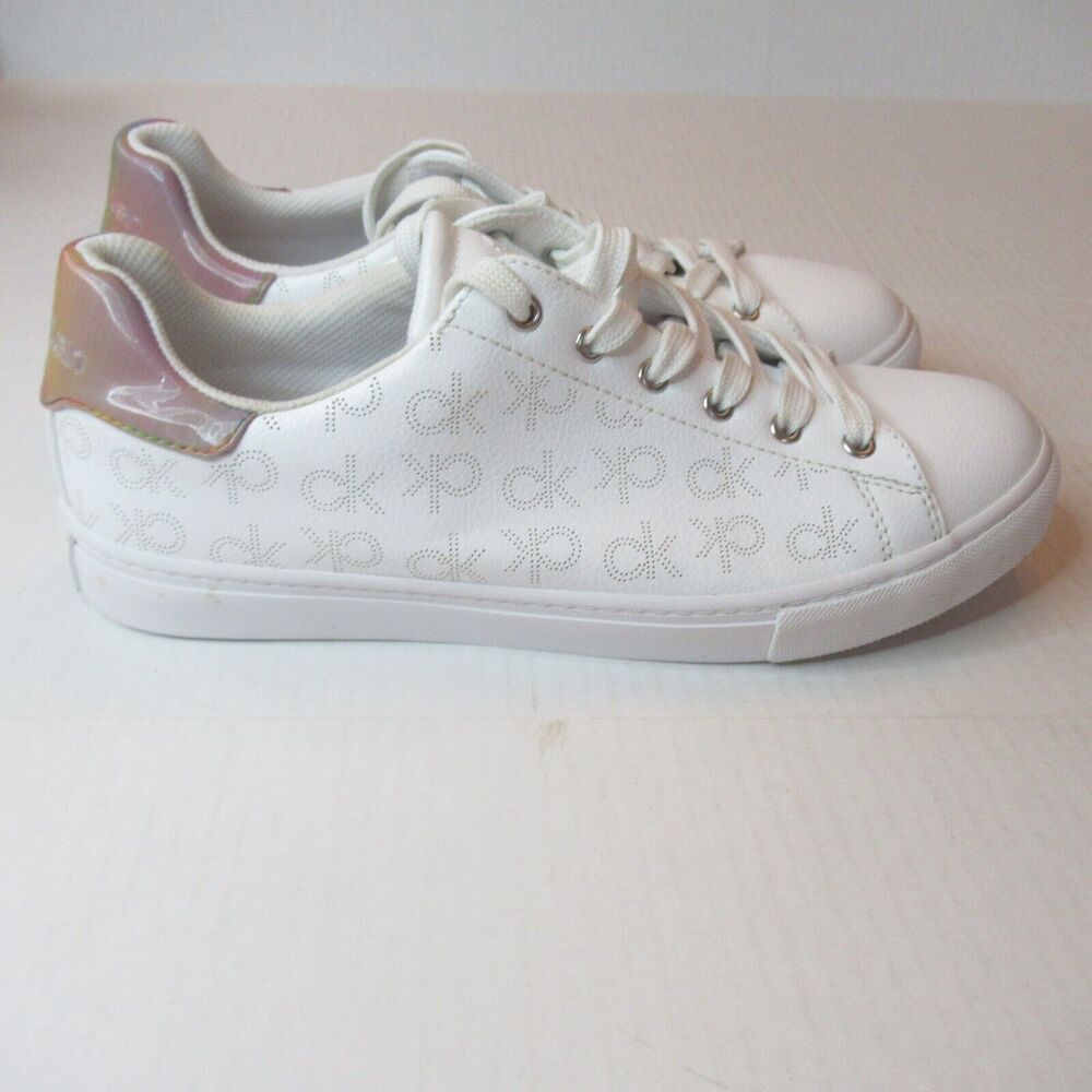 Calvin Klein Women's White Gilli Comfort Fashion Lace Up Shoes Size (9.5 M) NWOB